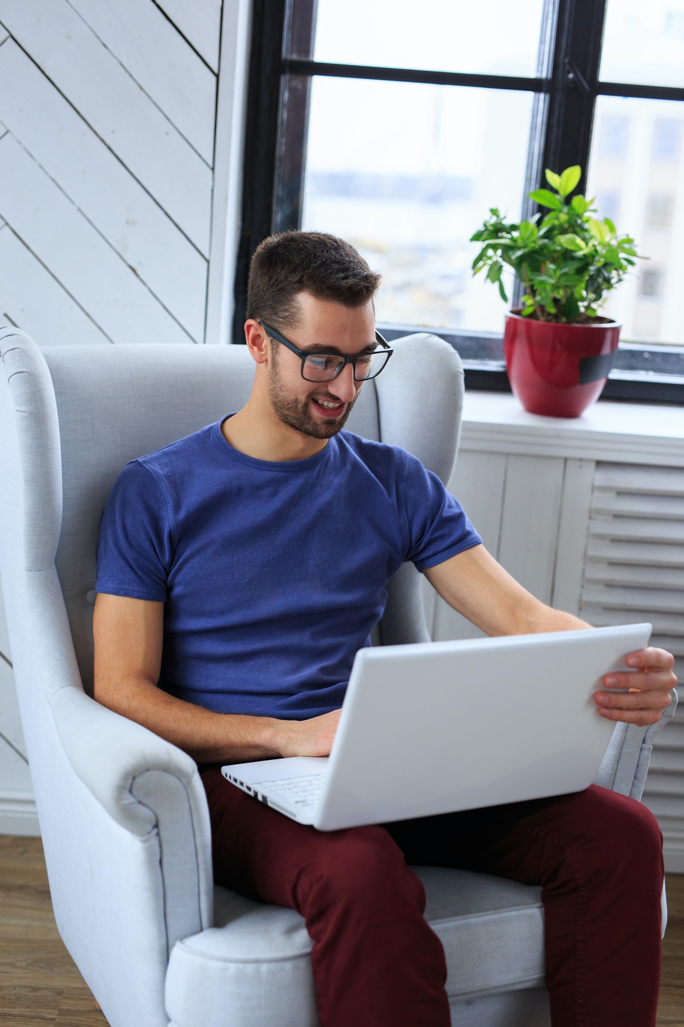 A student sitting on the chair a